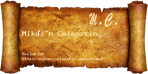 Mikán Celesztin névjegykártya